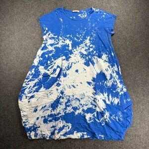 Lia Bella Made in Italy Dress Women's Blue White Tie Dye Cotton Casual